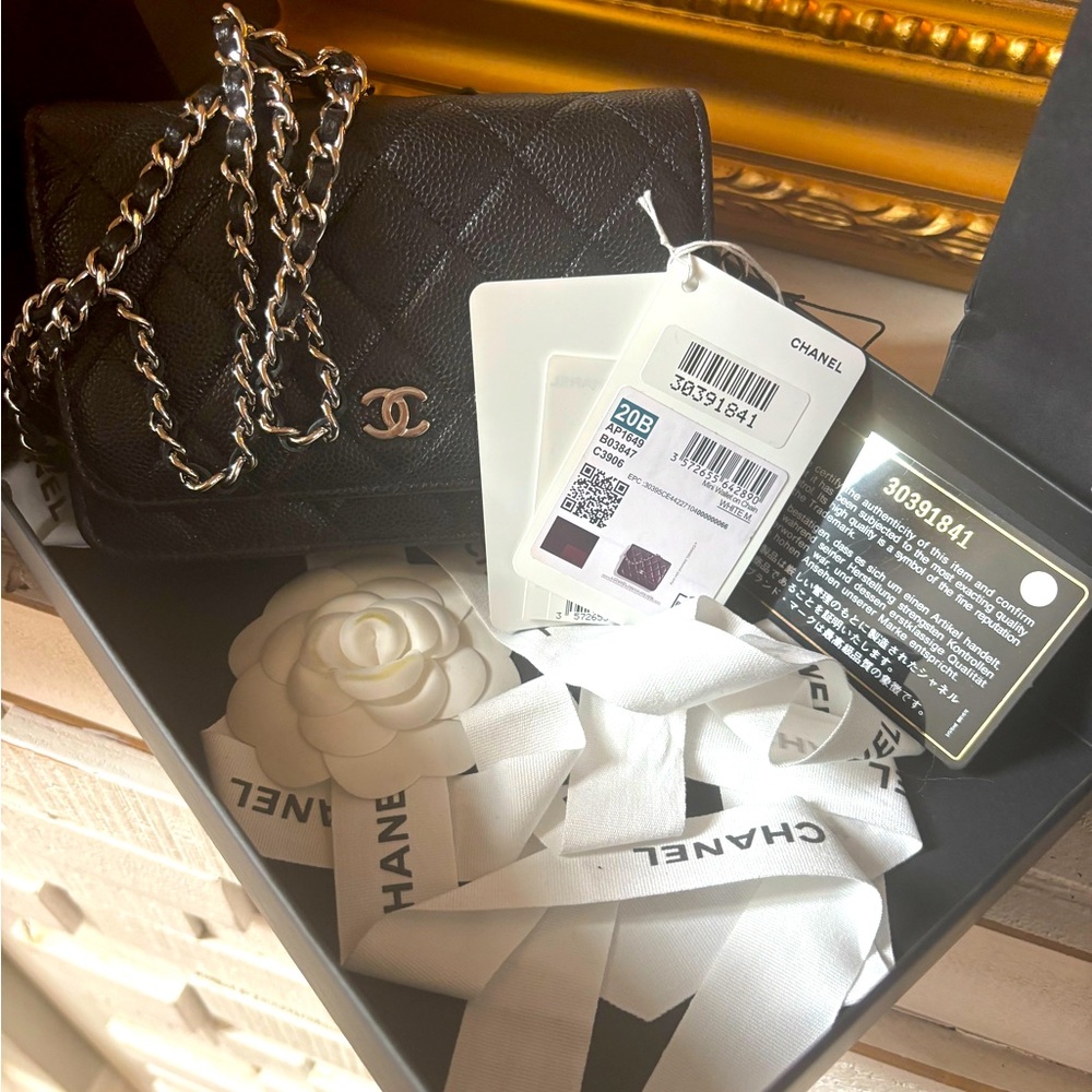 Chanel Shiny Caviar WALLET ON CHAIN WOC NWTS!